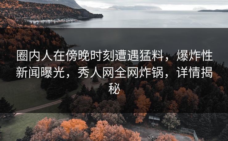 圈内人在傍晚时刻遭遇猛料，爆炸性新闻曝光，秀人网全网炸锅，详情揭秘