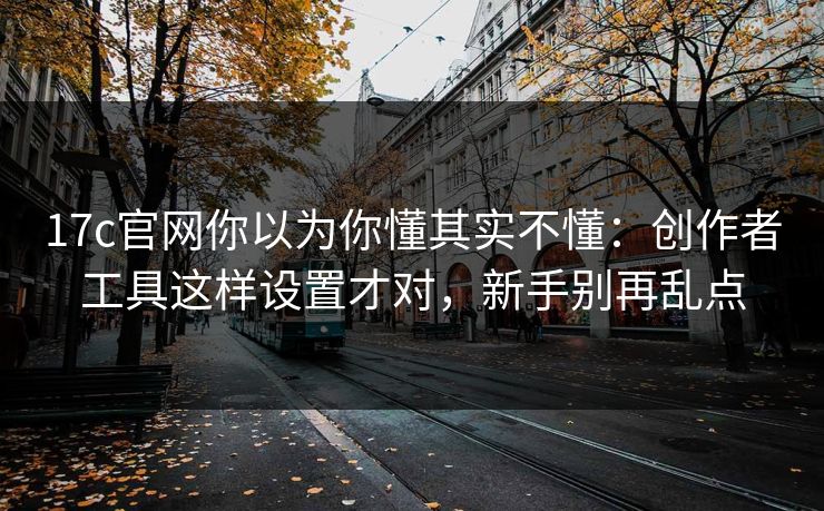 17c官网你以为你懂其实不懂：创作者工具这样设置才对，新手别再乱点