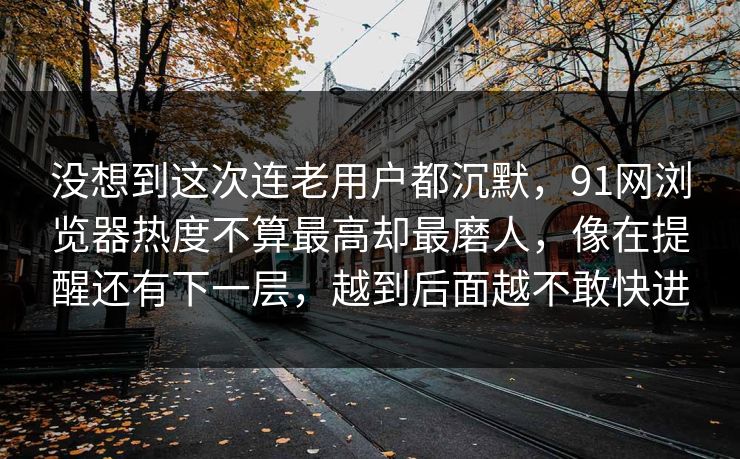 没想到这次连老用户都沉默，91网浏览器热度不算最高却最磨人，像在提醒还有下一层，越到后面越不敢快进
